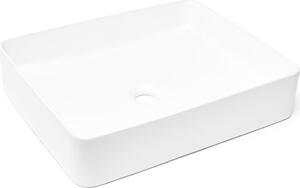 SAT INFINITIO lavabo da appoggio 50 x 40 x 11 cm con scarico a scomparsa, bianco opaco