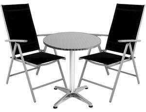 Set da bistrot, set da bistrot 3 pezzi, grigio argento / nero