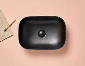 Lavabo MODENA 45,8 cm x 32,5 cm x 14h con valvola a stelo "Click Clack", nero opaco