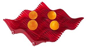 Centrotavola di forma quadrata in metacrilato 31x31xh8 cm colore rosso trasparente
