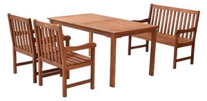 Set Santos Merxx 4 pezzi - 2 poltrone, 1 panca, 1 tavolo - Colore: marrone - Dimensioni: poltrona: 58x57x89 panca: 58x107x89 tavolo: 150x90x74,5 cm
