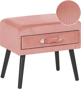 BELIANI Tavolino con contenitore in velluto a coste rosa gambe nere 46 x 50 x 35 cm Valigia