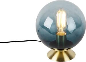 QAZQA - Lampada da tavolo Art Déco in ottone con vetro blu - Pallon I soggiorno I camera da letto - sfera I sferica - LED adatto E27