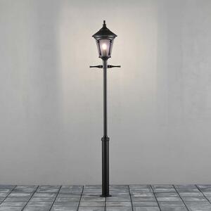 Testa di lampada Konstsmide Virgo in alluminio laccato nero, con vetro acrilico color fumo. Vetro acrilico, prezzo comprensivo di palo e supporto per scala