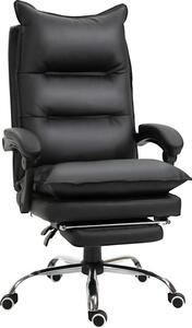Sedia da ufficio Moonbite con poggiapiedi, dimensioni 66 × 72 × 122–130 cm, poltrona direzionale reclinabile fino a 155°, altezza seduta 55–63 cm, braccioli, portata massima 135 kg, rivestimento in ecopelle, colore nero