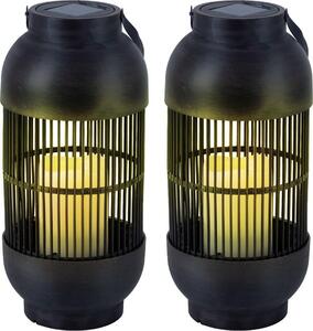Set di 2 lampade da tavolo solari a LED, candela, lanterna, H 33 cm