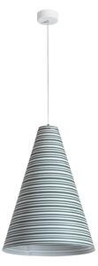 Sospensione con paralume conico in Sandylex �40xh60 cm, con stampa geometrica grigia