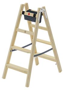 Hailo Master H80 - Scala a due rampe in legno (2 x 4 gradini, accessibile da entrambi i lati, gradini ergonomici da 80 mm, legno di pino impregnato, giunti robusti, borsa porta attrezzi