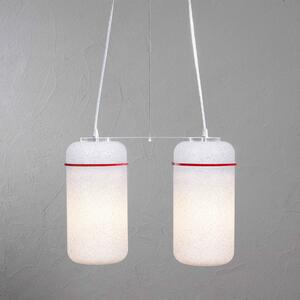 Lampadario 2 lampade BLOOM 44x16x34cm particolari in Rosso Trasparente