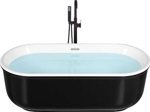 BELIANI Vasca da bagno bianca e nera 170 x 80 cm sanitaria in acrilico freestanding ovale forma curva bagno elegante