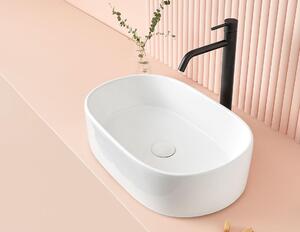 Lavabo da appoggio VERONA 56 cm x 36 cm x 14,5h con valvola a stelo "ClickClack", bianco