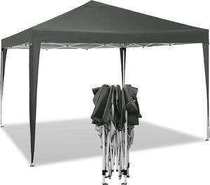 WOLTU Gazebo pop-up impermeabile, gazebo pieghevole parasole, gazebo per eventi, gazebo da giardino per terrazza, ideale per campeggio, festival. Tenda pagoda in tessuto Oxford con struttura in metallo, 3 x 3 metri, colore grigio