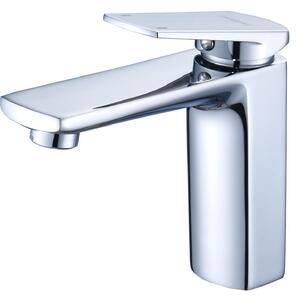Miscelatore monocomando per lavabo, finitura cromata, corpo in ottone, attacco 3/8"