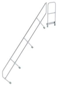 Scala con piattaforma a 45° secondo corrimano per 12 gradini inclinazione 45°