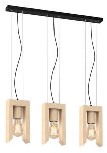 Lampadario VINCENZO nero-legno chiaro 3xE27x60W in legno, dimensioni: 100x60x6 cm, IP20 Milagro