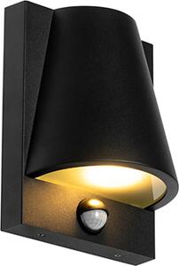 Apparecchio di illuminazione da esterno nero, grado di protezione IP44, con sensore di movimento, modello Femke