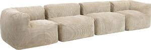 Icon Divano ad angolo Zen, divano modulare, beige, divano in morbida Pelliccia sintetica, divano a 4 posti per adulti con imbottitura, divano da terra
