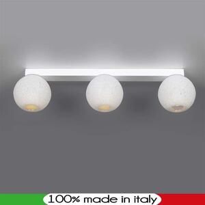 Plafoniera a barra 94x19xh21 cm con tre sfere in policarbonato granulare Scintilla 3xE27 max 30W