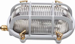 Applique da esterno Ottone massiccio Vetro L: 18 cm IP64 Grigio E27 Luce da basamento marittima ovale