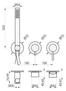 SANYCCES LOOP Miscelatore da incasso a 2 vie per doccia con deviatore, doccetta e flessibile, nichel spazzolato