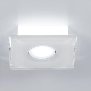 Plafoniera da soffitto Quadrata 1 Luce 22x22xh8 cm bicolore bianco trasparente