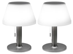 Set di 2 lampade da tavolo a LED solari, con dimmer a livelli, colore argento, altezza 28 cm