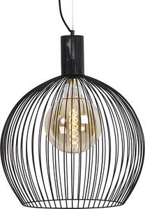 QAZQA - Lampada a sospensione rotonda dal design moderno | Lampada a sospensione | Lampada a sospensione nera 50 cm - Wire Dos | Soggiorno | Camera da letto - Acciaio allungato - Compatibile con LED E27