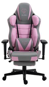 Poltrona da ufficio Chair Racing con seduta sportiva e braccioli ergonomici 4D Sedia da scrivania Sedia girevole, colore: grigio chiaro / rosa