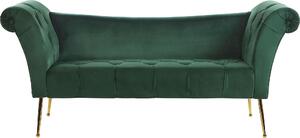 BELIANI Lettino imbottito in velluto verde scuro trapuntato double-face con gambe dorate glamour