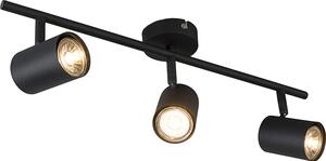 QAZQA - Modern IndustrieSpot I Faretto I Spot a soffitto I Faretto a soffitto I Faretto I Lampada I Apparecchio nero inclinabile - Jeana 3 faretti a fascio I Soggiorno I Camera da letto - Acciaio allungato - LED ei