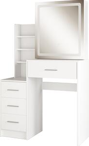 Tavolo da toilette Vicco Lisca Bianco 80 cm con specchio a LED, Model 50164