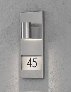 Konstsmide Modena numero civico in acciaio inox Applique in acciaio inox con vetro trasparente incl. numero civico