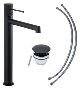 Miscelatore per lavabo SCHÖNER WOHNEN collezione KADIA L, nero opaco, rubinetto adatto ai lavabi da appoggio del vostro bagno
