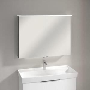 Villeroy & Boch, mobiletto specchio Taro, 100,7 cm, con 2 ante, illuminazione a soffitto, illuminazione per il lavabo e specchio ingranditore