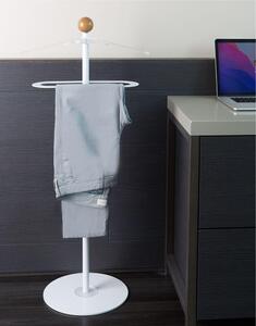 Servomuto Appendiabiti con svuotatasche portaoggetti circolare Quasimodo in Metallo Dimensioni 50x40xh 110 cm colore bianco