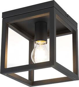 QAZQA - Industria I Vintage I Industria I Vintage I Lampada da soffitto I Lampada da soffitto I Lampada I Lampada Acciaio nero I nichel opaco - Cage I Soggiorno I Camera da letto - Acciaio quadrato - Adatta a LED E27