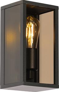 Applique da esterno nera con vetro fumé, 26 cm, IP44, Charlois