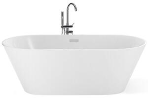 BELIANI Vasca da bagno freestanding in acrilico bianco 160 x 80 cm, ovale, con sistema di scarico moderno