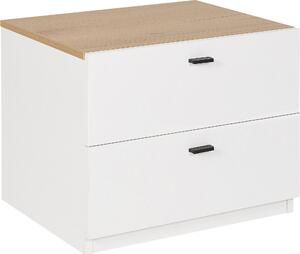 BELIANI Comodino bianco con legno chiaro MDF 2 cassetti per camera da letto stile scandinavo