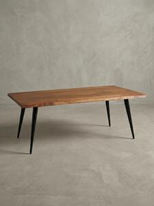 Tavolino Sheesham, legno massello, bordo naturale, struttura in metallo, realizzato a mano con vernice protettiva. 110x60x40 cm | Kadima Design