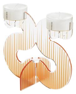 Porta candele Polimetalcrilato PMMA 20x23xh 17 cm colore Arancio trasparente