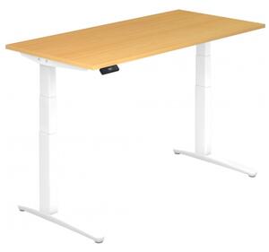 Scrivania Hammerbacher regolabile in altezza elettricamente, 160x80 cm, faggio/bianco