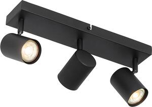 QAZQA - Plafoniera moderna I plafoniera I lampada I apparecchio d'illuminazione nero 3 faretti orientabili rettangolari - Jeana I soggiorno I camera da letto - acciaio rettangolare - LED adatto GU10