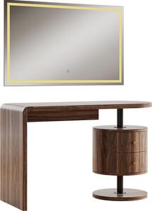 Tavolo da toilette Vicco Lara Rovere rustico 120 cm con specchio a LED, Model 50184