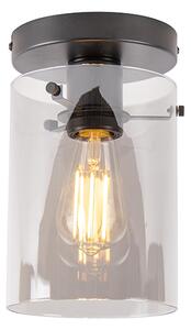 QAZQA - Plafoniera di design I plafoniera I lampada I lampada nera con vetro fumé - cupola I soggiorno I camera da letto - cilindro - LED adatto E27