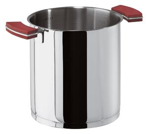 Pentola Alta due Maniglie in Silicone O'Clock Red �16xh17 cm - 3,50 lt -1,16 kg. fondo termo diffusore, corpo in acciaio inox lucidato a specchio