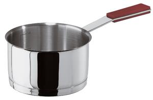 Casseruola Alta un Manico in Silicone O'Clock Red �12xh7,5 cm - 0,70 lt -0,6 kg. fondo termo diffusore, corpo in acciaio inox lucidato a specchio