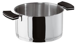 Casseruola Alta due Maniglie in Silicone 120 O'CLOCK �16xh9,50 cm - 1,50 lt -0,95 kg. fondo termo diffusore, corpo in acciaio inox lucidato a specchio