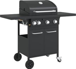 VidaXL Barbecue a gas a 4 fiamme Acciaio nero verniciato a polvere