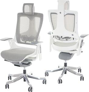 Sedia da ufficio MERRYFAIR Adelaide, sedia girevole da scrivania, imbottita/in rete, ergonomica ~ bianco-grigio